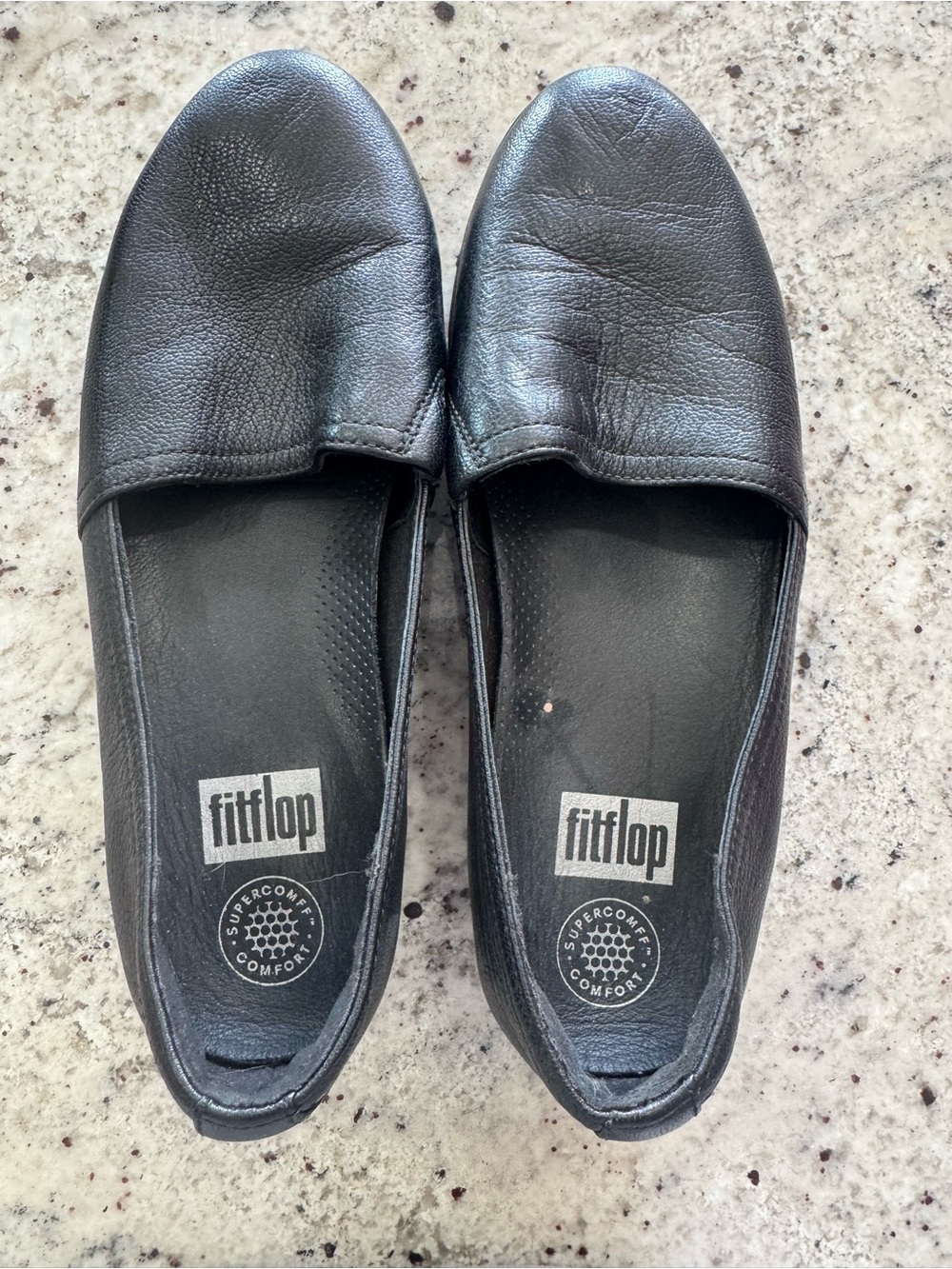 Fitflop Black Leather Slip-On Loafers for Men